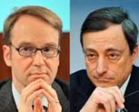 Jens Weidmann, governatore della Bundesbank, e Mario Draghi, presidente della Bce
